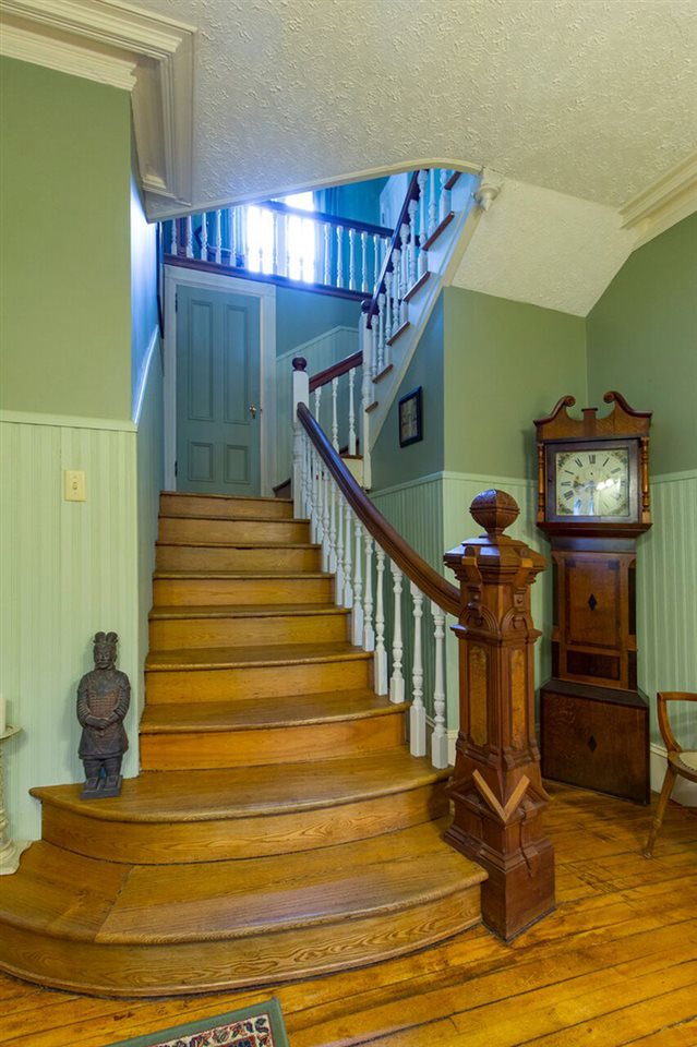 Front grand stairway Lark and Loon Inn | Annapolis Royal